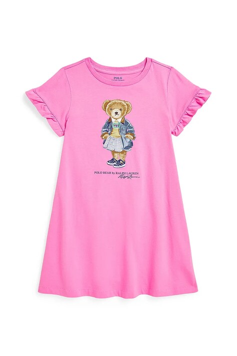 Polo Ralph Lauren rochie din bumbac pentru copii culoarea roz, mini, dreaptă, 312965157002