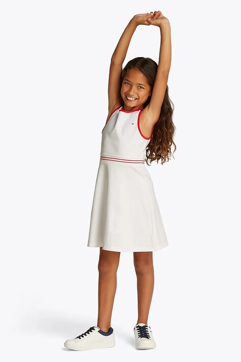 Детское платье Tommy Hilfiger цвет белый mini расклешённое KG0KG08483