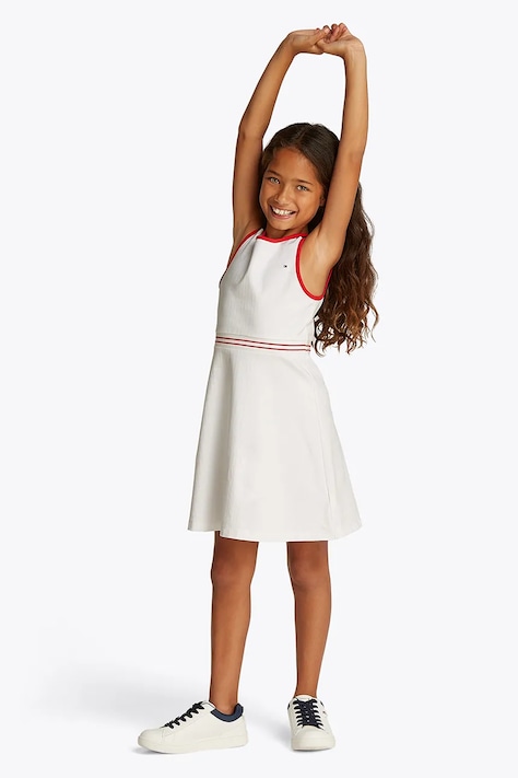 Dječja haljina Tommy Hilfiger boja: bijela, mini, širi se prema dolje, KG0KG08483