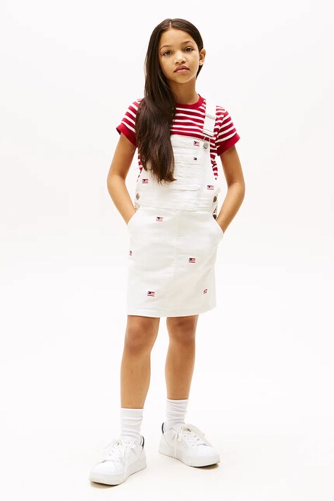 Хлопковое детское платье Tommy Hilfiger цвет белый mini прямое KG0KG08490