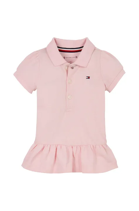 Tommy Hilfiger rochie bebe culoarea roz, mini, drept, KN0KN02045