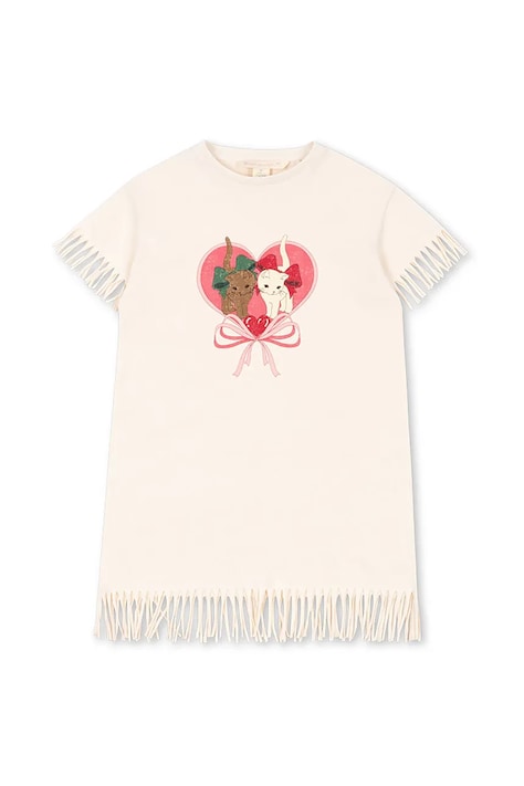 Konges Sløjd ruha MARAH DRESS GOTS bézs, mini, egyenes, KS103406