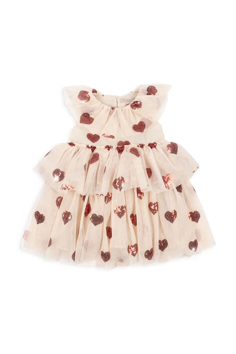 Konges Sløjd rochie fete YVONNE FAIRY DRESS GRS culoarea bej, mini, evazată, KS103367