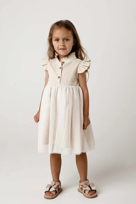 Donsje rochie fete Fleurance Dress culoarea bej, mini, evazată, 4062900