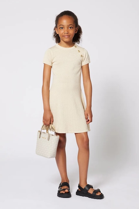 Michael Kors rochie din bumbac pentru copii culoarea bej, mini, evazată, R30296
