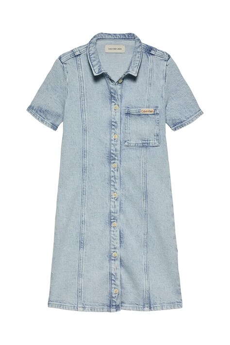 Dětské riflové šaty Calvin Klein Jeans modrá barva, mini, IG0IG02902