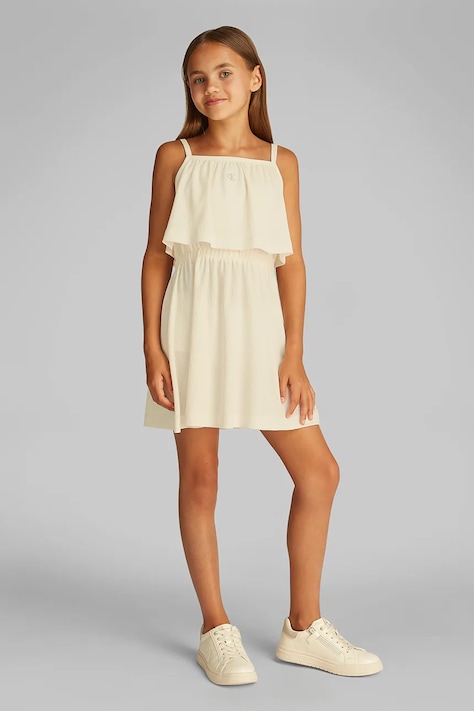 Dívčí šaty Calvin Klein Jeans béžová barva, mini, IG0IG02903