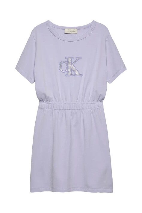 Dívčí šaty Calvin Klein Jeans fialová barva, mini, IG0IG02905