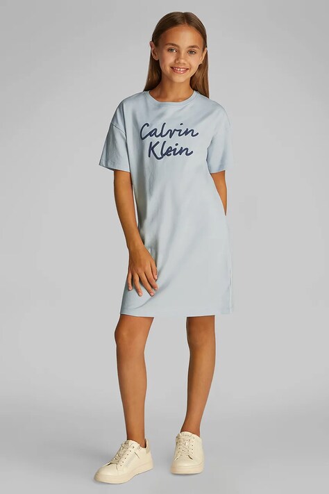 Dívčí šaty Calvin Klein Jeans modrá barva, mini, IG0IG02912