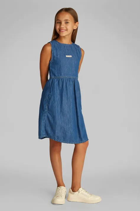 Calvin Klein Jeans sukienka kolor granatowy midi rozkloszowana IG0IG02913