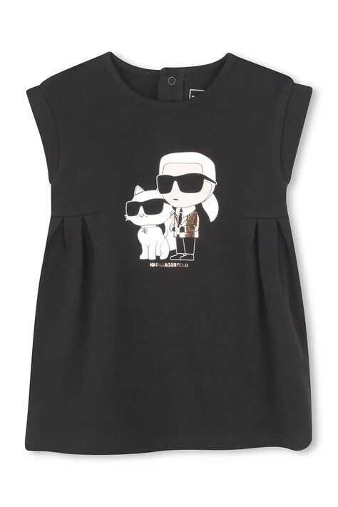 Karl Lagerfeld rochie din bumbac pentru bebeluși culoarea negru, mini, dreaptă, Z30510