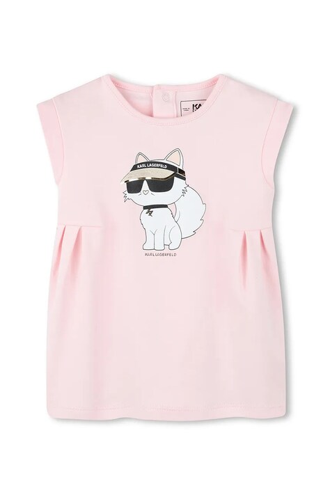 Dětské bavlněné šaty Karl Lagerfeld růžová barva, mini, Z30510