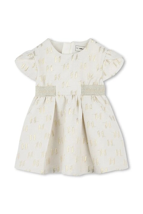 Karl Lagerfeld rochie bebe culoarea bej, mini, evazată, Z30515