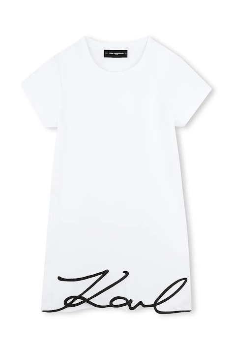 Хлопковое детское платье Karl Lagerfeld цвет белый mini прямое Z30454