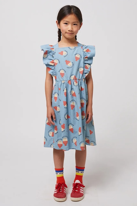 Bobo Choses rochie din bumbac pentru copii Morning Egg mini, dreaptă, 125AC143