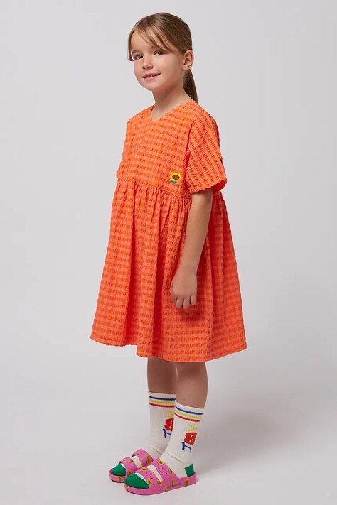 Dievčenské šaty Bobo Choses oranžová farba, mini, áčkový strih, 125AC091