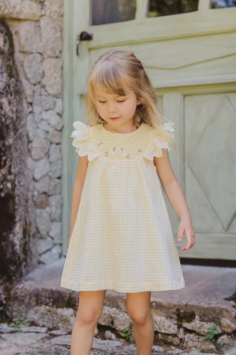 Tartine et Chocolat rochie bebe culoarea galben, mini, evazată, CA30031