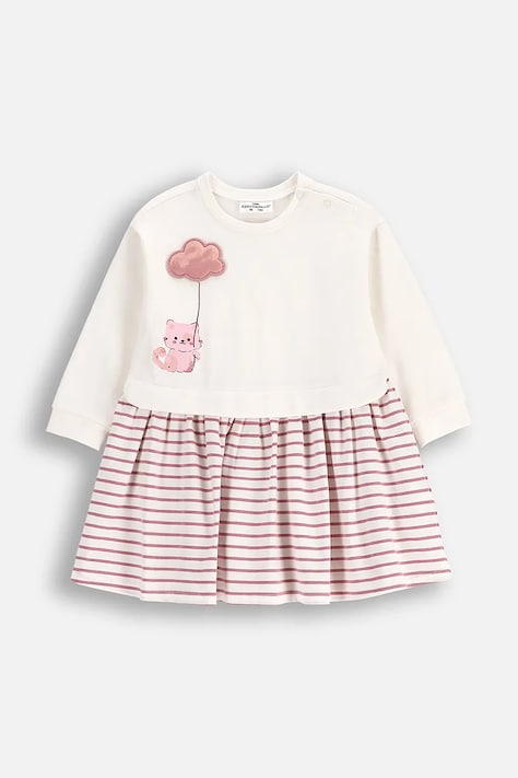 Бебешка рокля Coccodrillo в бежово къса разкроена DREAM DIARIES GIRL NEWBORN