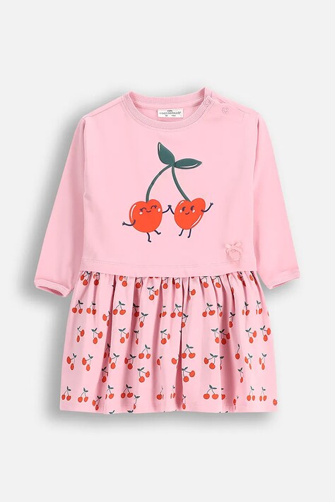 Coccodrillo rochie bebe culoarea roz, mini, evazată, MAXITROPIC GIRL NEWBORN