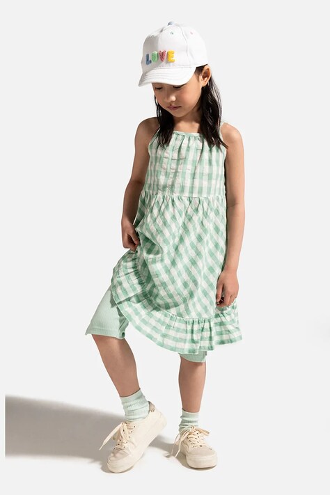 Bavlněné šaty Coccodrillo zelená barva, maxi, HOLIDAY SPLASH GIRL KIDS