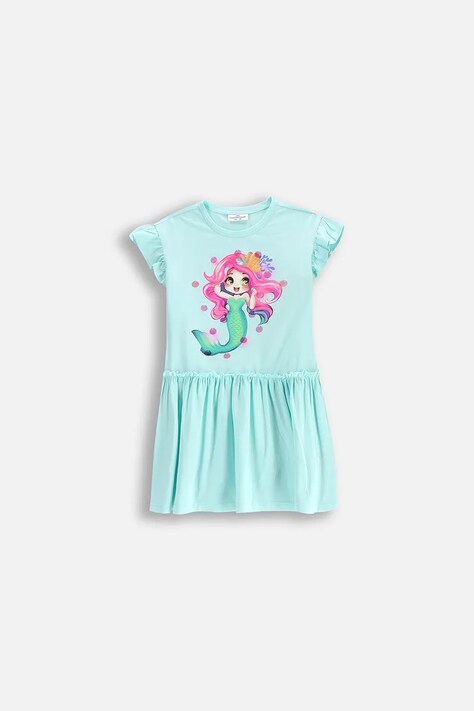 Coccodrillo sukienka kolor turkusowy mini prosta INSIDE OCEAN GIRL KIDS