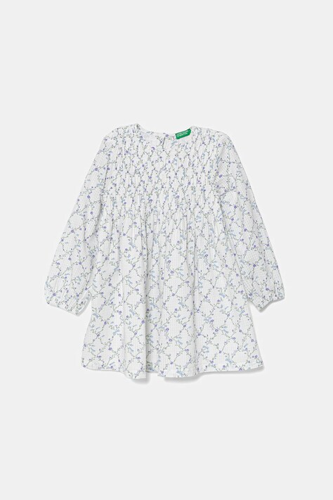 Dětské bavlněné šaty United Colors of Benetton bílá barva, midi, 40VFGV028
