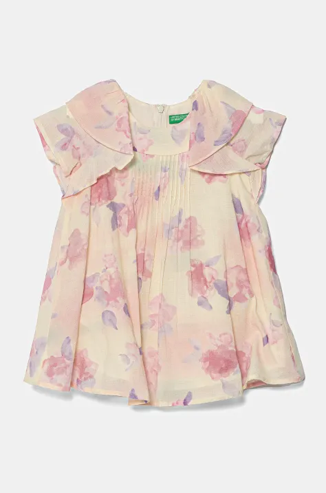 United Colors of Benetton rochie din bumbac pentru copii culoarea roz, mini, evazati, 4HYUGV02B