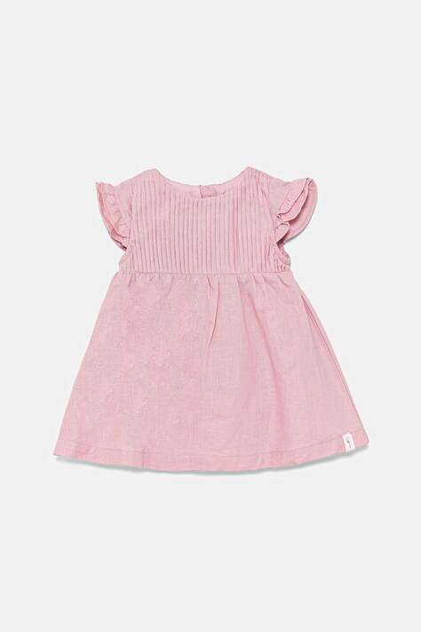 Dětské plátěné šaty United Colors of Benetton růžová barva, midi, 43WBAV00N