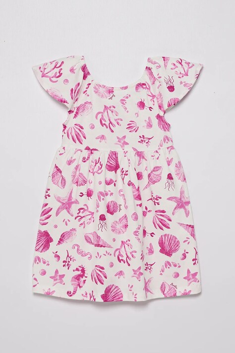 Хлопковое детское платье United Colors of Benetton цвет розовый mini расклешённое 34VAGV010