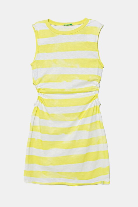 United Colors of Benetton sukienka bawełniana dziecięca kolor żółty mini prosta 3SL3CV013