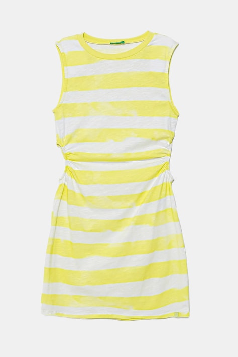 Dječja pamučna haljina United Colors of Benetton boja: zelena, mini, ravna, 3SL3CV013