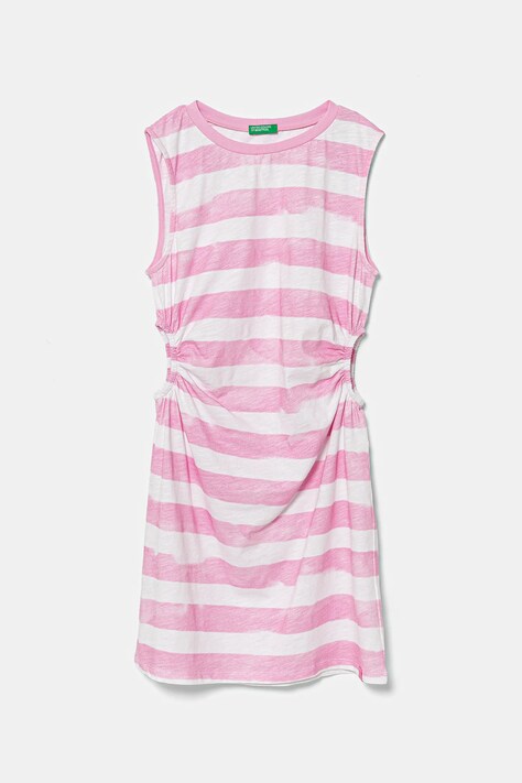 Dětské bavlněné šaty United Colors of Benetton růžová barva, mini, 3SL3CV013
