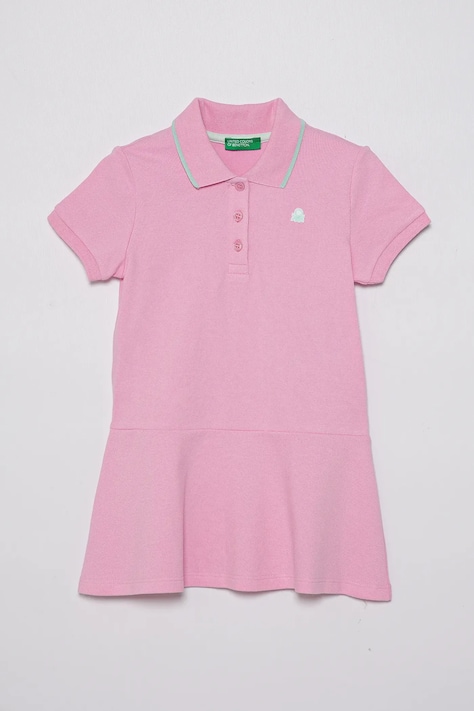 Dječja haljina United Colors of Benetton boja: ružičasta, mini, širi se prema dolje, 3F9HGV00Z