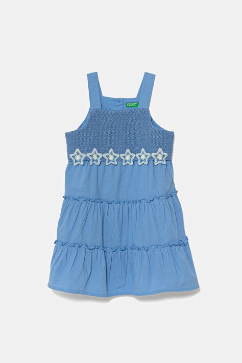 Dětské bavlněné šaty United Colors of Benetton černá barva, midi, 47JKGV02F