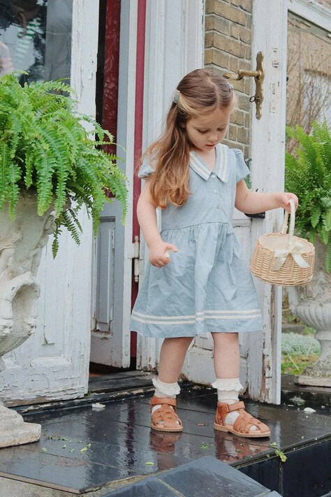Dievčenské bavlnené šaty Konges Sløjd CELEBRATION ALLIE SAILOR DRESS GOTS mini, áčkový strih, KS103567