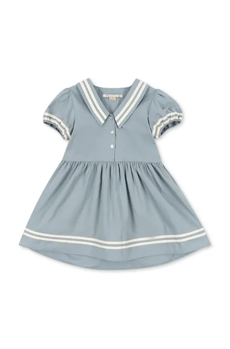 Dievčenské bavlnené šaty Konges Sløjd CELEBRATION ALLIE SAILOR DRESS GOTS mini, áčkový strih, KS103567