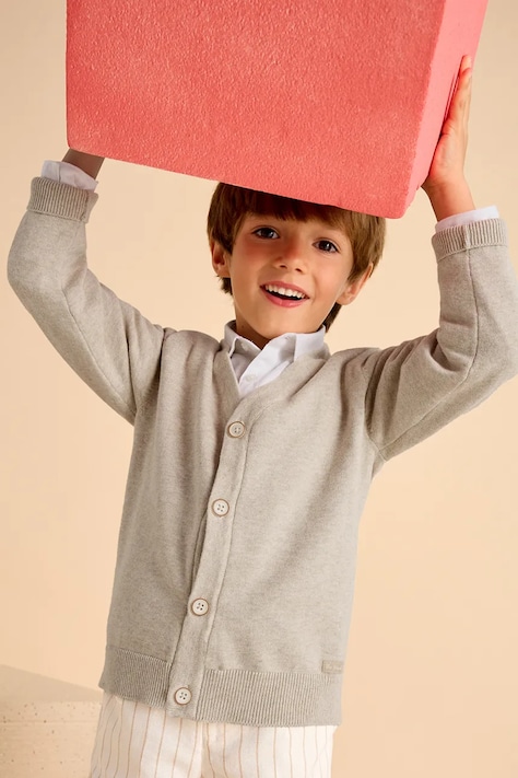 Детский хлопковый кардиган Mayoral цвет бежевый лёгкий 3372