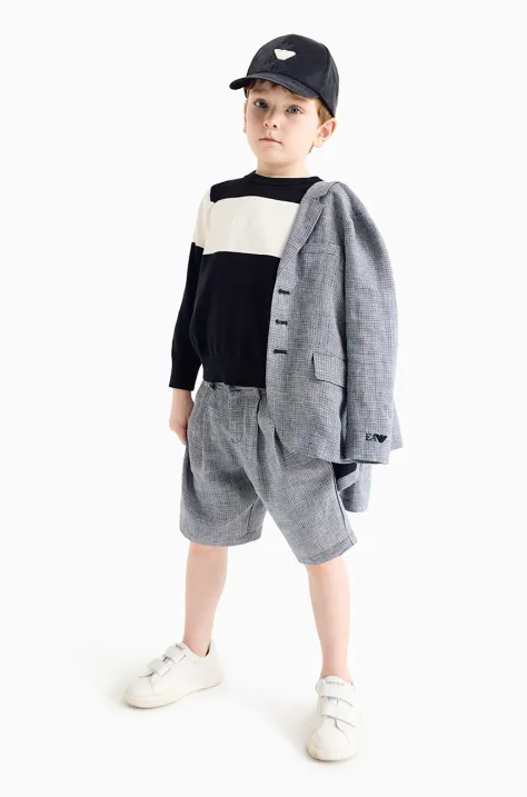 Dječji pamučni pulover Emporio Armani boja: tamno plava, lagane, EB000291 AF13951