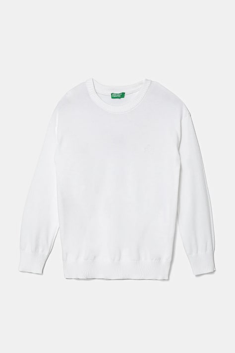 Детски памучен пуловер United Colors of Benetton в бяло от лека материя 1098C107W