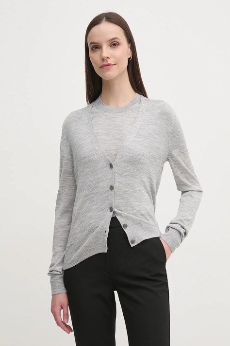 Calvin Klein kardigan z domieszką wełny kolor szary lekki K20K207935