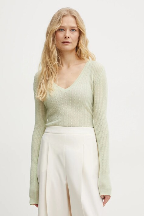 Patrizia Pepe pulover de lana femei, culoarea verde, light, 8K0263 K034