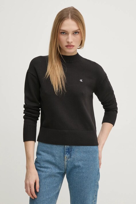Βαμβακερό πουλόβερ Calvin Klein Jeans χρώμα: μαύρο, J20J224802