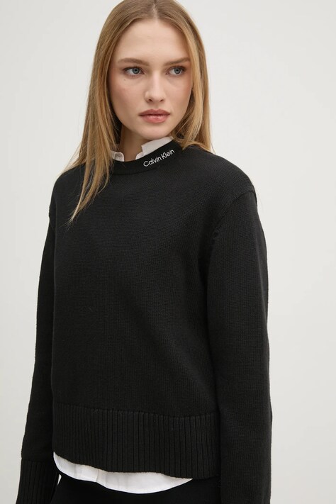 Calvin Klein Jeans sweter z domieszką wełny damski kolor czarny  J20J225073