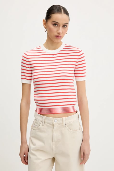 Хлопковый свитер Tommy Jeans цвет жёлтый лёгкий DW0DW19336