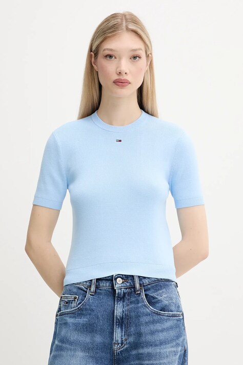 Tommy Jeans sweter bawełniany kolor niebieski DW0DW19336