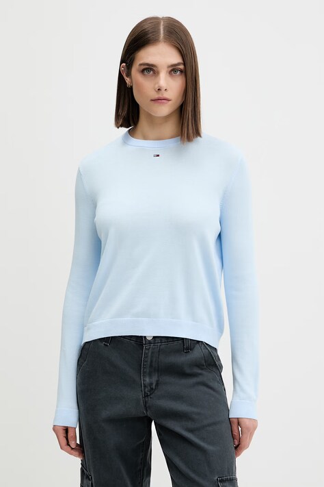 Tommy Jeans pulover za žene od pamuka plavi DW0DW20159