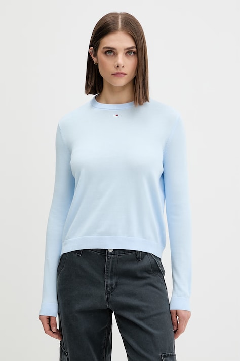 Tommy Jeans pulover za žene od pamuka plavi DW0DW20159