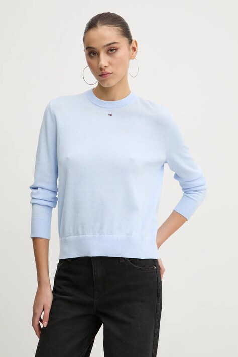 Bavlněný svetr Tommy Jeans modrá barva, lehký, DW0DW20159