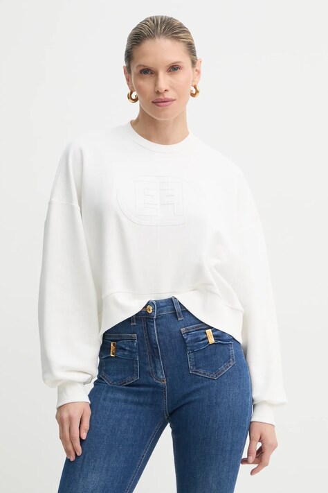 Elisabetta Franchi bluza femei, culoarea bej, cu imprimeu, MD00551E2