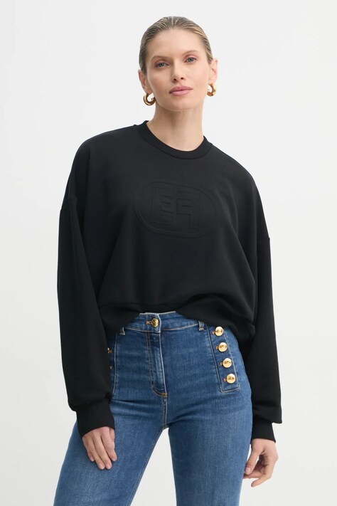 Elisabetta Franchi felső fekete, női, nyomott mintás, MD00551E2